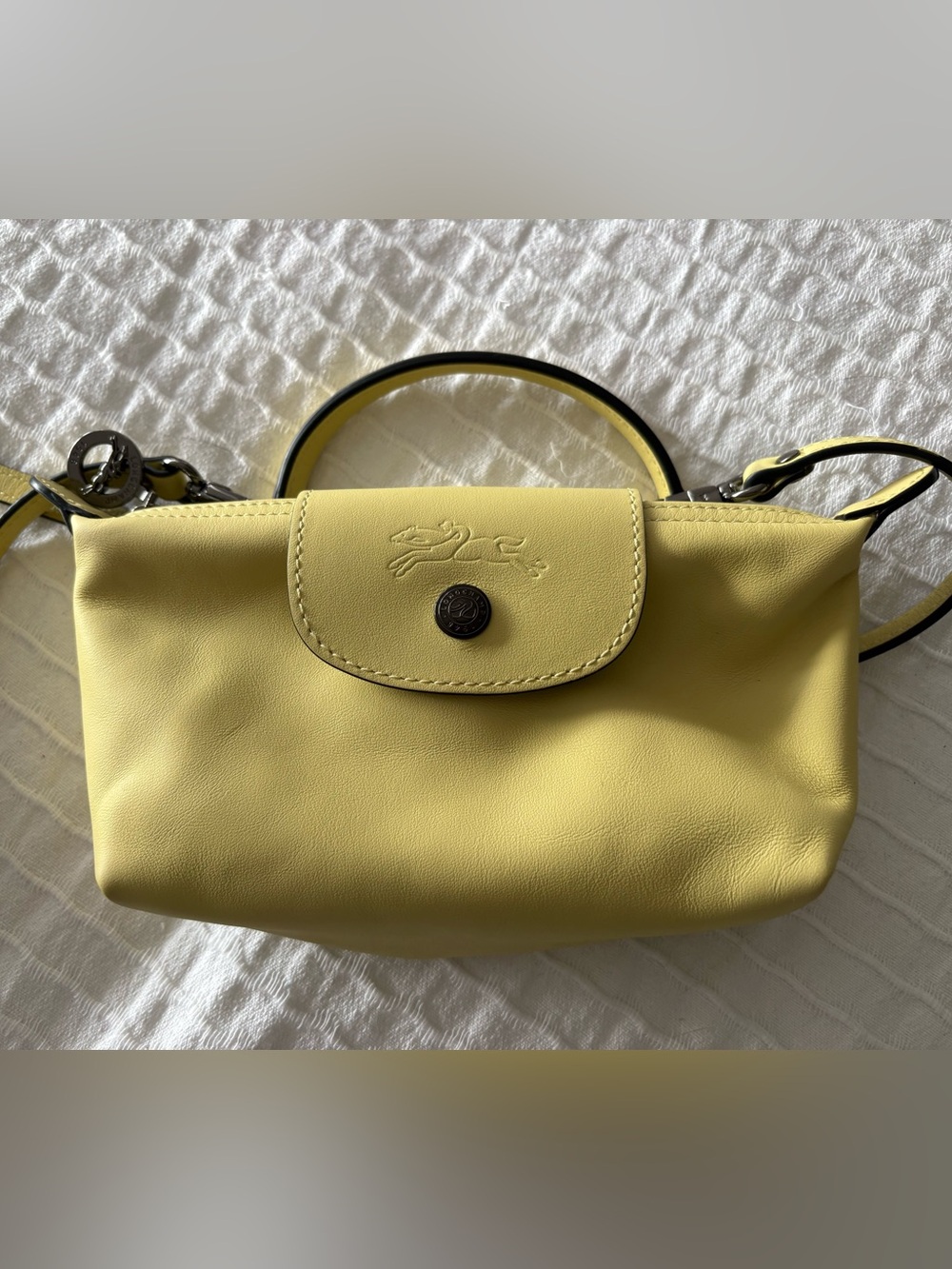 Longchamp Mini Top-Handle Bag in Lime Leather - Picture 1 of 9